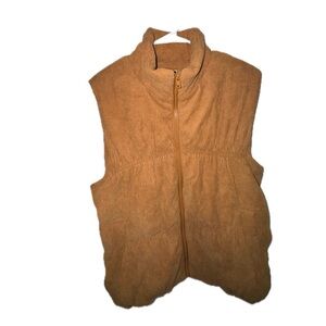 Women's Stylish Tan Zip-Up Vest